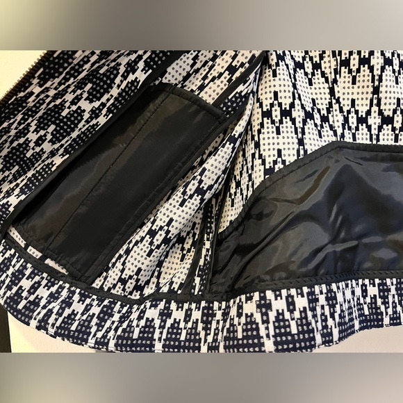 J. Crew Women's Small Navy Blue Jacquard Aztec Zip Up Blazer Moto Jacket NWOT - Picture 12 of 12